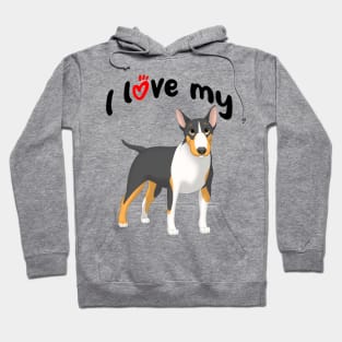 I Love My Black, Tan & White Bull Terrier Dog Hoodie